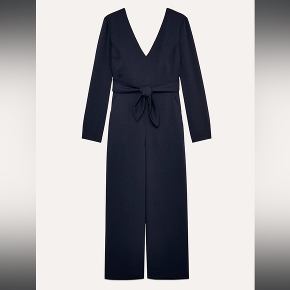 SOLD / Aritzia wilfred ecoulement tie waist long sleeve open back black jumpsuit - Picture 6 of 10